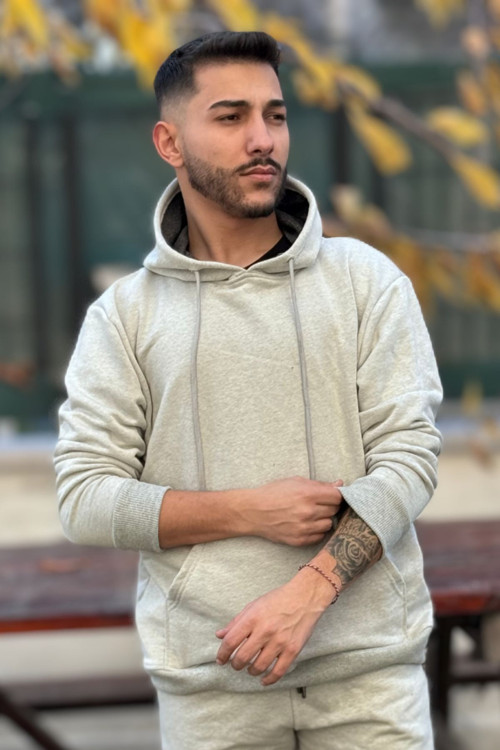 Erkek Kapşonlu Kanguru Cepli 3 İplik Oversize Sweatshirt