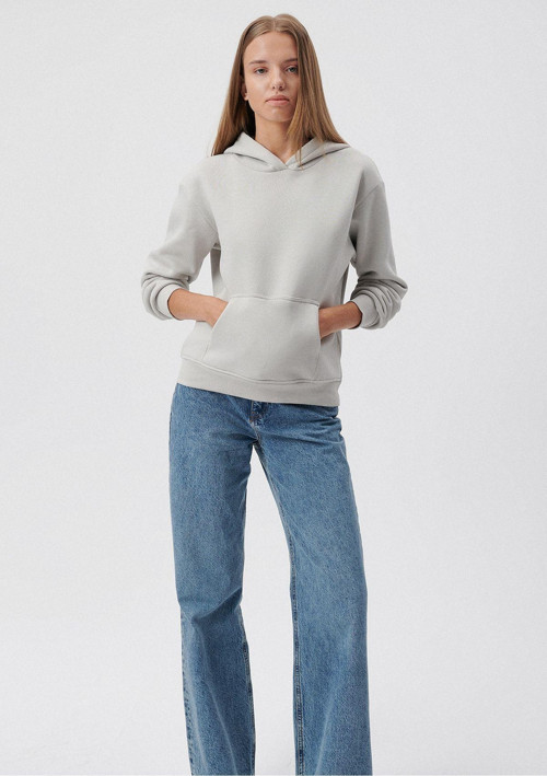 Kadın Kapşonlu Kanguru Cepli 3 İplik Oversize Sweatshirt