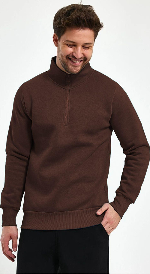 Erkek Yarım Fermuar Dik Yaka Uzun Kollu 3 İplik Sweatshirt