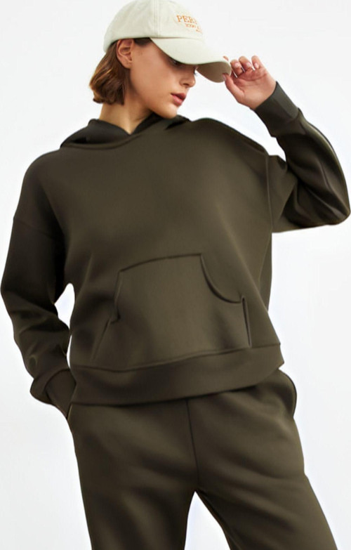Kadın Kapşonlu Kanguru Cep Sweatshirt Hoodie