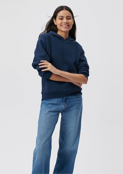 Kadın Kapşonlu Kanguru Cepli 3 İplik Oversize Sweatshirt