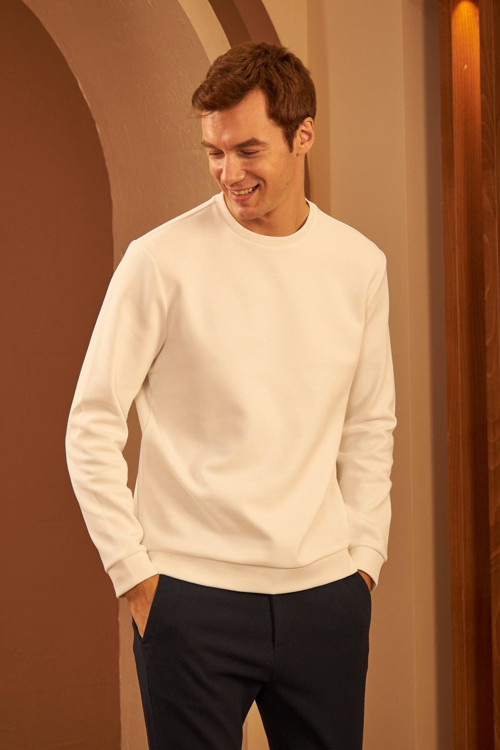Erkek Bisiklet Yaka Uzun Kollu Oversize Sweatshirt