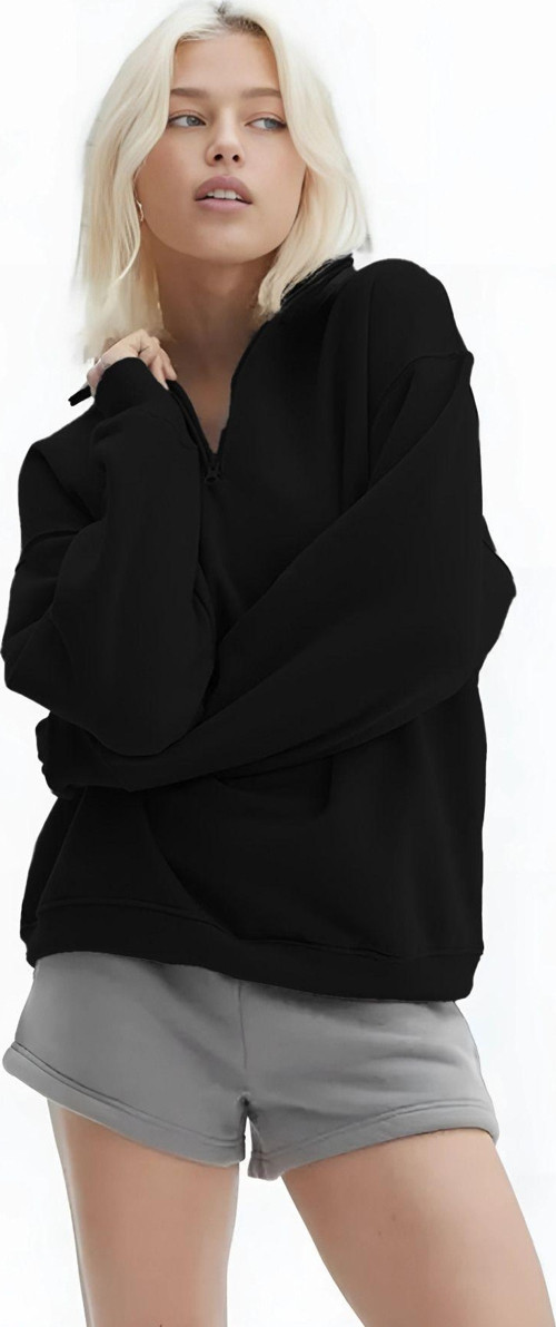 Kadın Yarım Fermuar Dik Yaka Uzun Kollu 3 İplik Sweatshirt