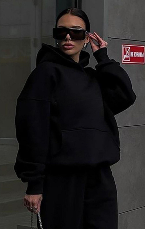 Kadın Salaş Kışlık Hoodie Sweatshirt