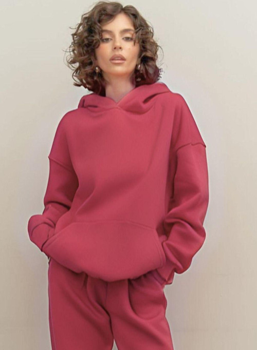 Kadın 3 İplik İçi Pamuklu Kanguru Cep Regular İçi Pamuklu Oversize Sweatshirt