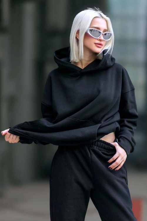 Kadın 3İplik Bol Kalıp Hoodie Sweatshirt