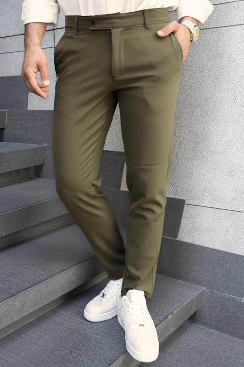 Erkek İtalyan Fit Esnek Likralı Bilek Boy Kumaş Pantolon