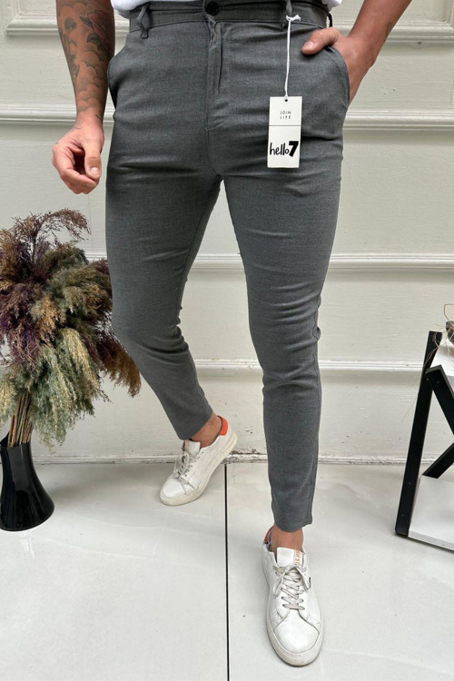 Erkek İtalyan Kesim Fit Esnek Likralı Bilek Boy Kumaş Pantolon