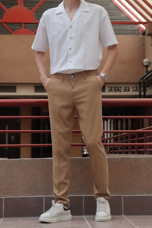 Erkek İtalyan Fit Esnek Likralı Bilek Boy Yazlık Kumaş Pantolon