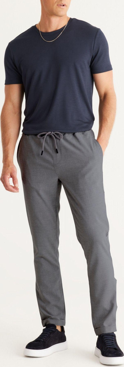 Ob Erkek Gri Likralı Jogger Dokuma Pantolon Beli Bağcıklı Duble Paça Yandan Cepli Kaliteli