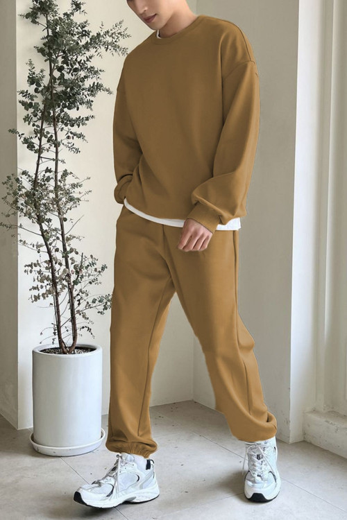 Erkek Bisiklet Yaka Oversize Jogger Paçası Lastikli Alt Üst Eşofman Takımı