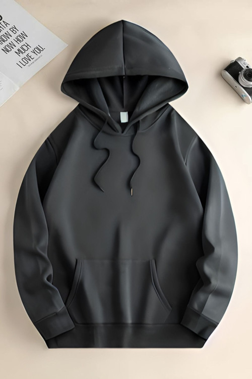 Unisex 3 İplik Kapşonlu İçi Pamuklu Şardonlu Kanguru Cep Okul Sweatshirt