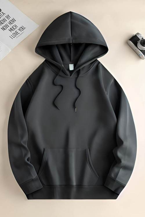 Unisex 3 İplik Kapşonlu İçi Pamuklu Şardonlu Kanguru Cep Okul Sweatshirt