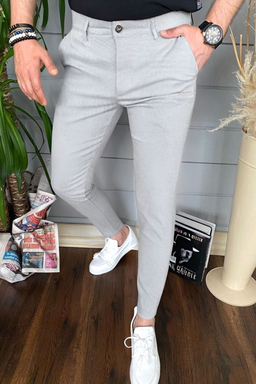 Erkek Slim Fit Esnek Likralı Bilek Boy Yazlık Kumaş Pantolon