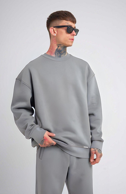 Erkek 3 İplik İçi Pamuklu Bisiklet Yaka Uzun Kollu Sweatshirt