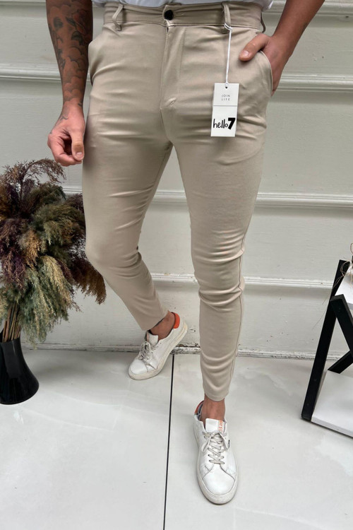 Erkek İtalyan Kesim Fit Esnek Likralı Bilek Boy Kumaş Pantolon