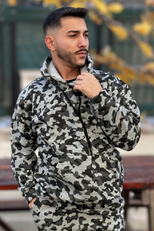 Erkek Kapşonlu Kanguru Cepli 3 İplik Oversize Sweatshirt