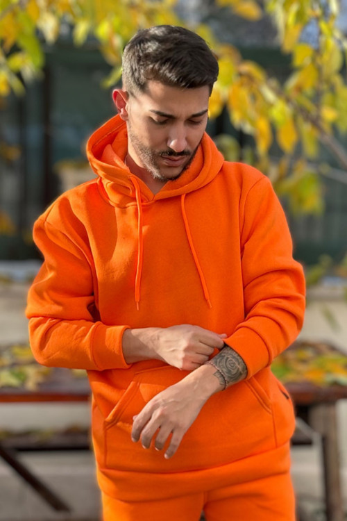 Erkek Kapşonlu Kanguru Cepli 3 İplik Oversize Sweatshirt
