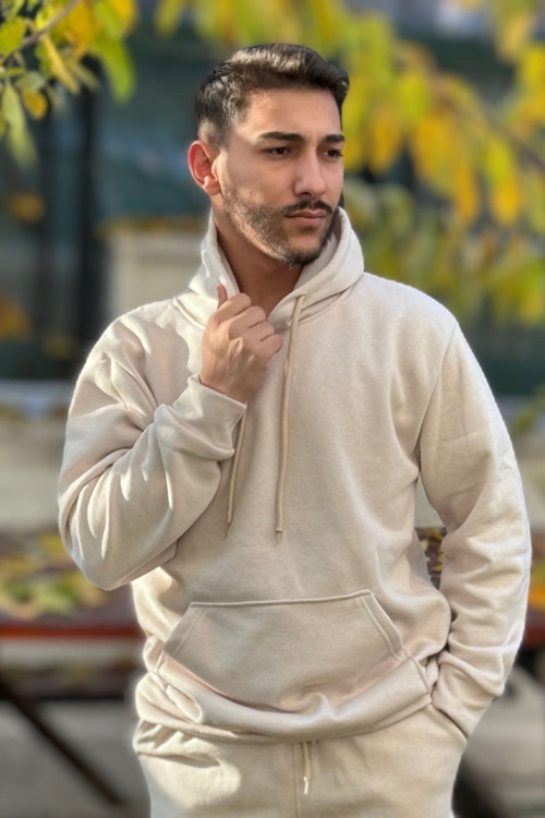 Erkek Kapşonlu Kanguru Cepli 3 İplik Oversize Sweatshirt