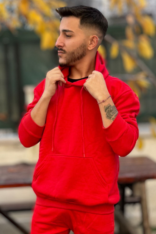 Erkek Kapşonlu Kanguru Cepli 3 İplik Oversize Sweatshirt