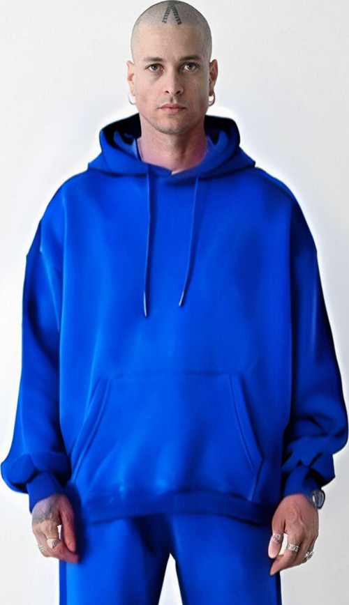 Erkek Bol Kesim Oversize 3 Iplik Içi Pamuklu Şardonlu Kanguru Cep Kapşonlu Kışlık Hoodie Sweatshirt