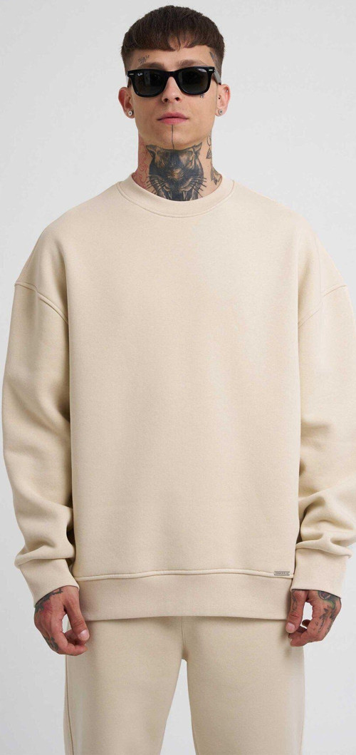 Erkek 3 İplik Kalın Bisiklet Yaka Sweatshirt