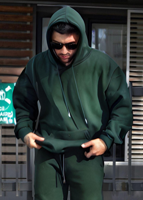 Erkek Oversize 3 İplik Pamuklu Şardonlu Kanguru Cep Kapşonlu Kalın Hoodie Sweatshirt