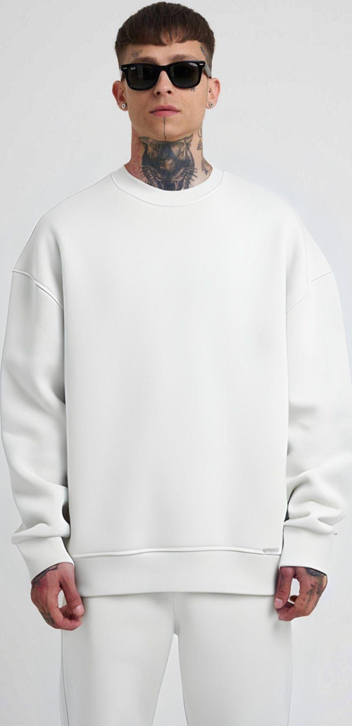 Erkek 3 İplik İçi Pamuklu Bisiklet Yaka Uzun Kollu Sweatshirt