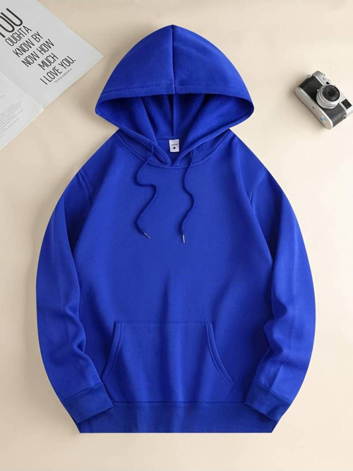 Unisex 3 İplik Kapşonlu İçi Pamuklu Şardonlu Kanguru Cep Okul Sweatshirt