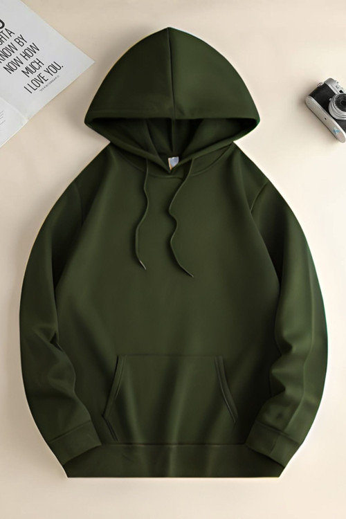 Unisex 3 İplik Kapşonlu İçi Pamuklu Şardonlu Kanguru Cep Okul Sweatshirt