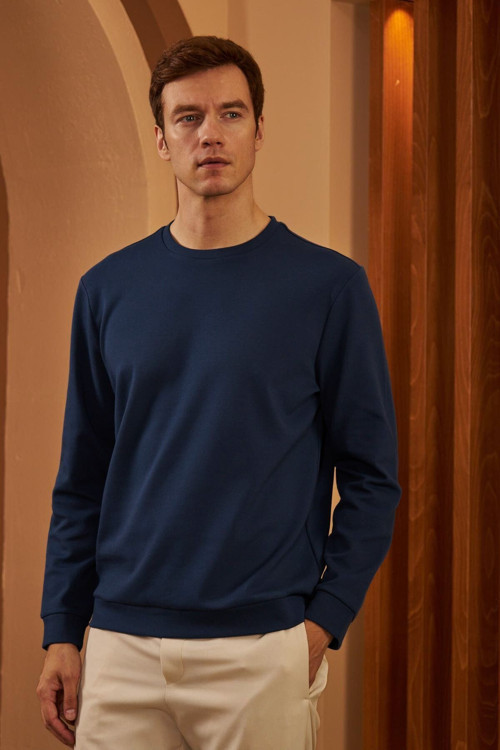 Erkek Bisiklet Yaka Uzun Kollu Oversize Sweatshirt