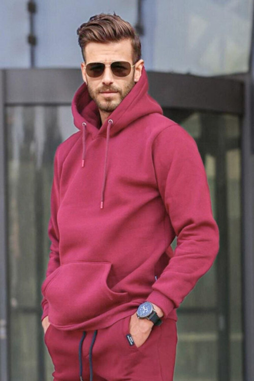 Erkek Bol Kesim Oversize 3 İplik İçi Pamuklu Şardonlu Kanguru Cep Kapşonlu Kışlık Hoodie Sweatshirt