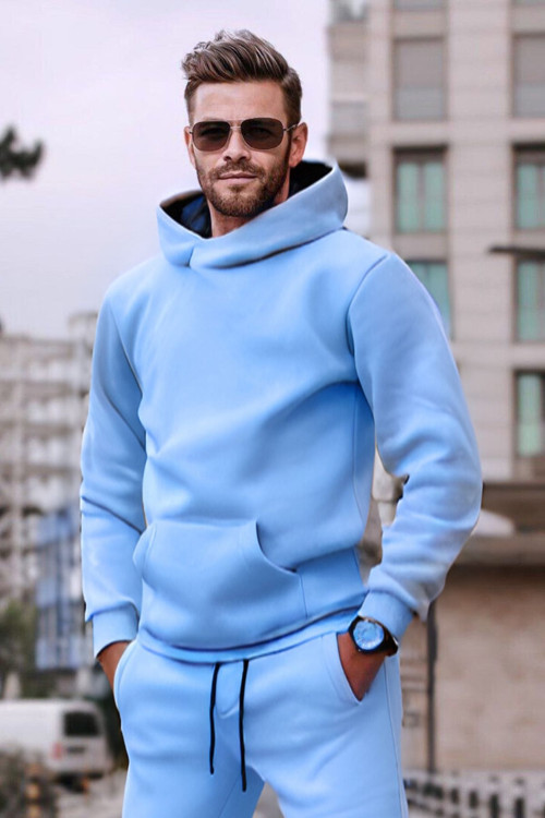Erkek Bol Kesim Oversize 3 İplik İçi Pamuklu Şardonlu Kanguru Cep Kapşonlu Kışlık Hoodie Sweatshirt