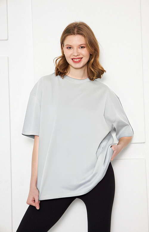 Kadın Oversize Penye Yazlık Nefes Alan Kısa Kollu T-Shirt