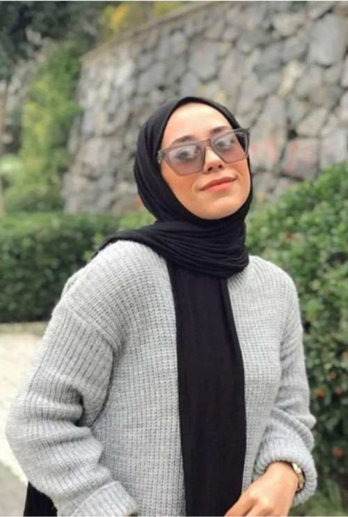 Kadın Siyah Kaliteli Tesettür Hijab İç Göstermez Terletmez Penye Şal