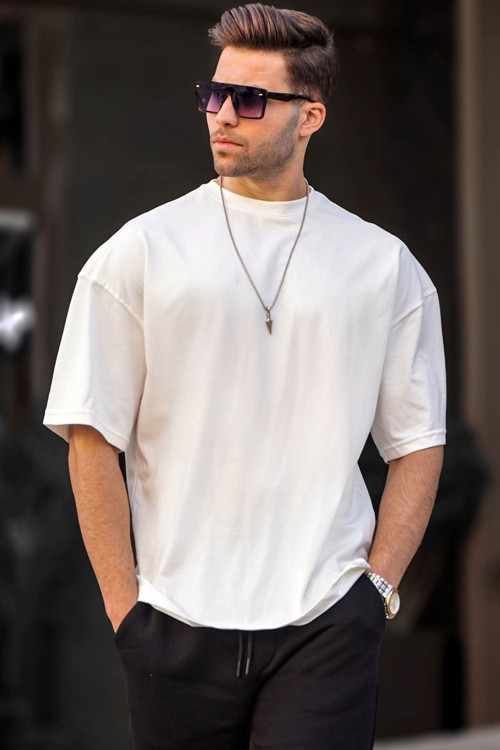 Erkek Oversize Basic Pamuklu Kısa Kollu T-Shirt