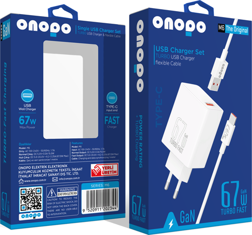 67w Usb Turbo Hızlı Şarj Aleti Seti Esnek Kablo Type-c - M6