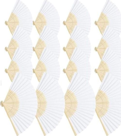 50 adet Bambu -Beyaz Yelpaze