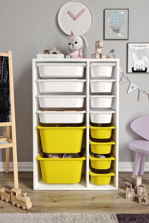 %100 MDF - Large Duo 14 Sepetli Oyuncak Dolabı