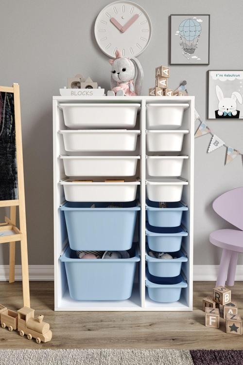%100 MDF - Large Duo 14 Sepetli Oyuncak Dolabı