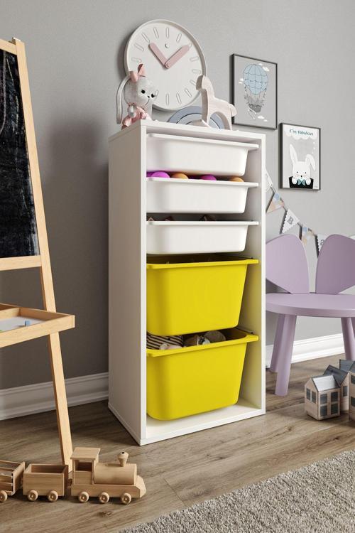 %100 MDF - Medium Mono 5 Sepetli Oyuncak Dolabı