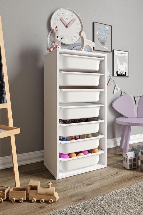 %100 MDF - Medium Mono 7 Sepetli Oyuncak Dolabı