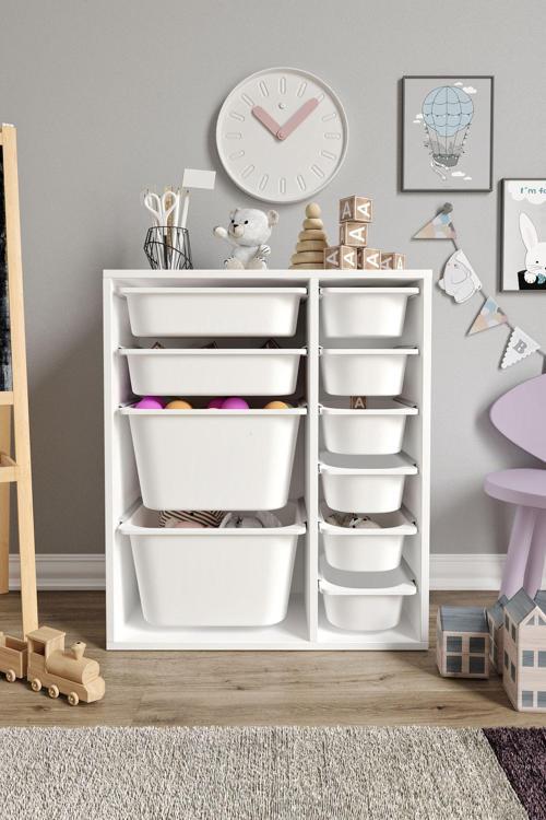 %100 MDF - Small Duo 10 Sepetli Oyuncak Dolabı