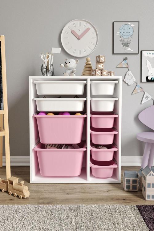 %100 MDF - Small Duo 10 Sepetli Oyuncak Dolabı