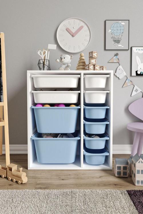 %100 MDF - Small Duo 10 Sepetli Oyuncak Dolabı