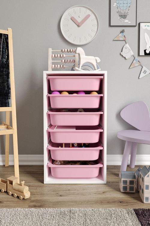 %100 MDF - Small Mono 6 Sepetli Oyuncak Dolabı