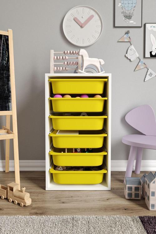 %100 MDF - Small Mono 6 Sepetli Oyuncak Dolabı