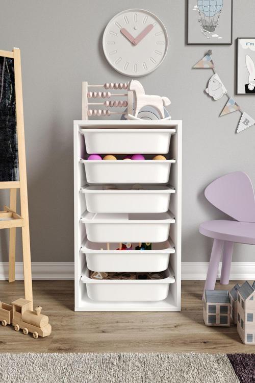 %100 MDF - Small Mono 6 Sepetli Oyuncak Dolabı