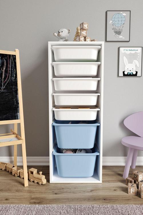 %100 MDF - XL Mono 7 Sepetli Oyuncak Dolabı