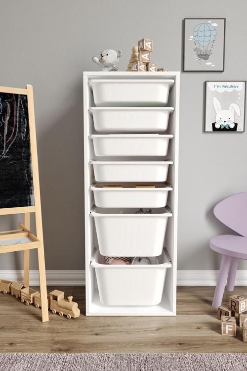%100 MDF - XL Mono 7 Sepetli Oyuncak Dolabı